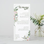 Retro Typografie Floral Boho Sage Green Wedding Menu (Staand voorkant)