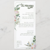 Retro Typografie Floral Boho Sage Green Wedding Menu (Voorkant)