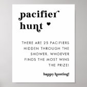 Retro Typografie Fopspeen Hunt Baby shower Teken Poster (Voorkant)