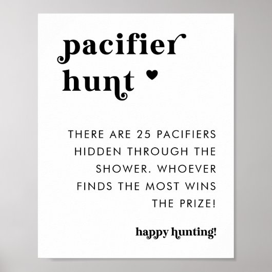 Retro Typografie Fopspeen Hunt Baby shower Teken Poster (Voorkant)