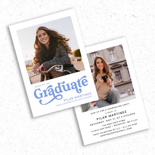 Retro Typografie Foto 2023 Graduation Party Kaart