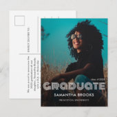 Retro Typografie Foto Afstuderen Aankondigingskaart (Voorkant / Achterkant)