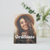 Retro Typografie Foto Afstuderen Aankondigingskaart (Staand voorkant)