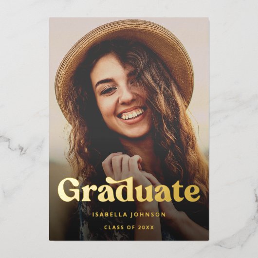 Retro Typografie Foto Afstuderen Folie Uitnodiging (Voorkant)