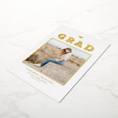 Retro Typografie Foto Afstuderen Goud Folie Uitnodiging (Gedraaid)