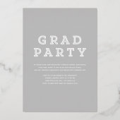 Retro Typografie Foto Afstuderen Goud Folie Uitnodiging (Achterkant)