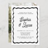 Retro Typografie Foto Engagement Party Kaart (Voorkant / Achterkant)