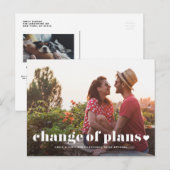 Retro typografie foto Plannen gewijzigd Trouwen Aankondigingskaart (Voorkant / Achterkant)