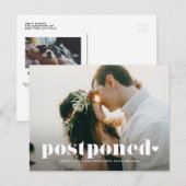 Retro typografie foto uitstel bruiloft aankondigingskaart (Voorkant / Achterkant)