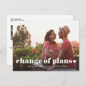 Retro typografie Foto Wijziging van plannen Trouwe Aankondigingskaart (Voorkant / Achterkant)
