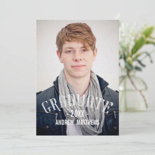 Retro Typografie Fotografie Uitnodiging (Staand voorkant)