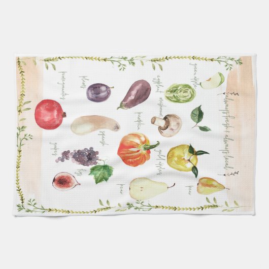  Retro Typografie Fruit & Groenten Theedoek (Horizontaal)