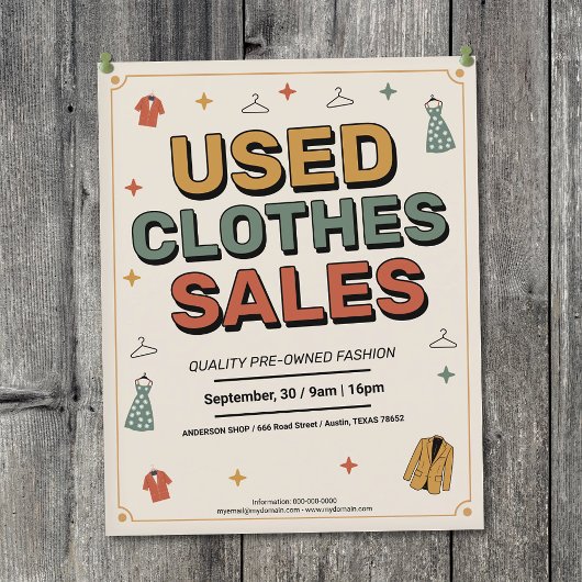 Retro typografie - Gebruikte kleding verkopen Flyer