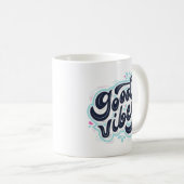 Retro Typografie 'Good Vibes' Koffiemok (Voorkant rechts)