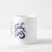 Retro Typografie 'Good Vibes' Koffiemok (Voorkant links)