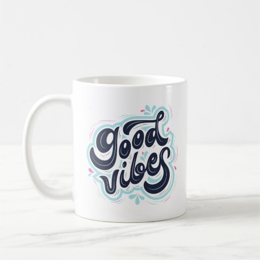 Retro Typografie 'Good Vibes' Koffiemok (Links)