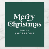 Retro Typografie Green Merry kerst Wijn Etiket (Enkel label)