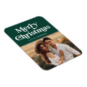Retro Typografie Green Merry-kerstfoto Magneet (Rechterzijde)