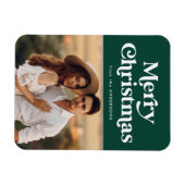 Retro Typografie Green Merry-kerstfoto Magneet (Horizontaal)