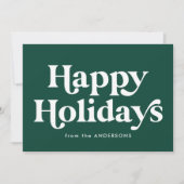 Retro Typografie Green Prettige feestdagen Non-Pho Feestdagenkaart (Voorkant)