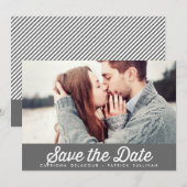 RETRO TYPOGRAFIE GRIJS BEWAAR DE DATUM AANKONDIGIN KAART (Voorkant / Achterkant)