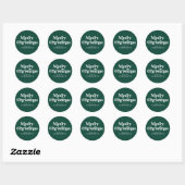 Retro typografie groen prettig kerstfeest ronde sticker (Vel)