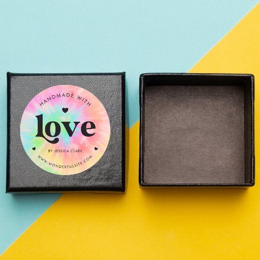 Retro typografie Handgemaakt met liefde Heart Tie  Ronde Sticker