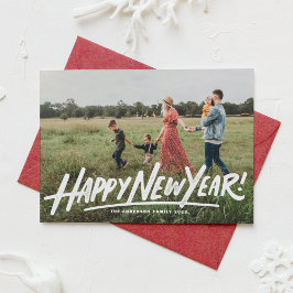 Retro Typografie Happy New Year Photo Overlay Feestdagenkaart