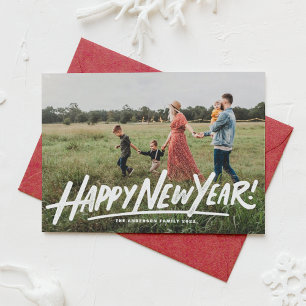 Retro Typografie Happy New Year Photo Overlay Feestdagenkaart