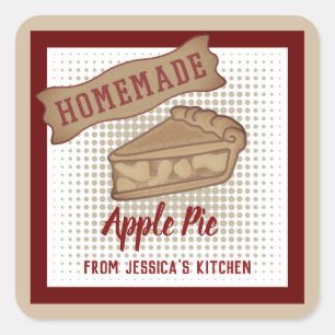 retro typografie homemade appeltaart vierkante sticker