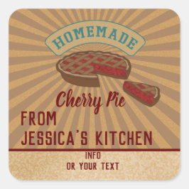  retro typografie homemade cherry pie vierkante sticker
