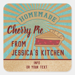  retro typografie homemade cherry pie vierkante sticker
