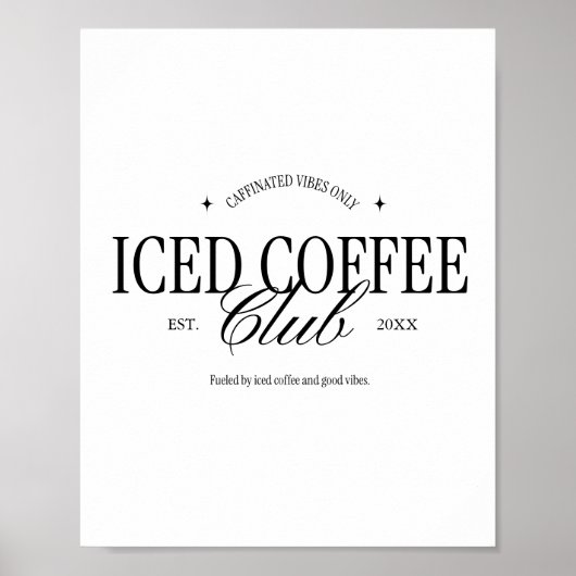 Retro  typografie 'Iced Coffee Club' Custom Poster (Voorkant)