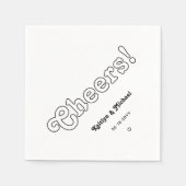 Retro typografie juichen! Zwart-wit bruiloft Servet (Voorkant)