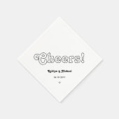 Retro typografie juichen! Zwart-wit bruiloft Servet (Hoek)