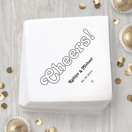 Retro typografie juichen! Zwart-wit bruiloft Servet