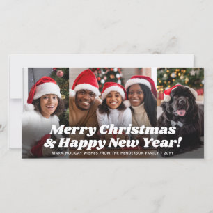 Retro typografie kerst- en nieuwjaarskaarten met v feestdagenkaart