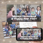 Retro Typografie Kerst & Nieuwjaar Vier Foto Feestdagenkaart<br><div class="desc">Stuur stijlvolle vreugdevolle groeten en deel vier van uw favoriete afbeeldingen met chique retro fotocollage 4 "x8" vakantiekaarten. Deze sjabloon Prettige feestdagen zijn eenvoudig te personaliseren om elke formulering op te nemen, zoals Vrolijk kerstfeest, Seizoenen, Nieuwjaar Cheers etc. (AFBEELDING PLACEMENT TIP: Een eenvoudige manier om een foto precies te plaatsen...</div>