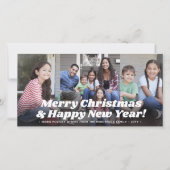 Retro Typografie Kerst & Nieuwjaar Vier Foto Feestdagenkaart (Voorkant)