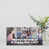 Retro Typografie Kerst & Nieuwjaar Vier Foto Feestdagenkaart (Staand voorkant)