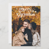 Retro Typografie Kerstfotofeestdag Kaart (Voorkant)