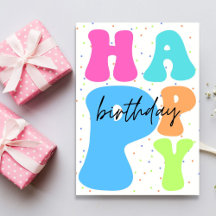 Retro Typografie Kleurrijke Happy Birthday Kaart