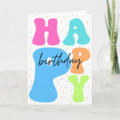 Retro Typografie Kleurrijke Happy Birthday Kaart (Voorkant)