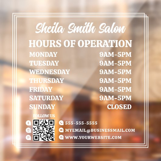 Retro typografie Leuke openingsuren bedrijfsuren Raamsticker (Vel 2)