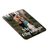 Retro Typografie Merry Kerstfeestdag Foto Magneet (Rechterzijde)