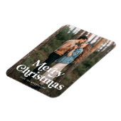 Retro Typografie Merry Kerstfeestdag Foto Magneet (Linkerzijde)
