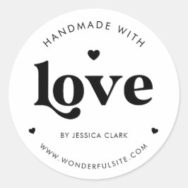 Retro typografie met liefde handgemaakt Zwart hart Ronde Sticker