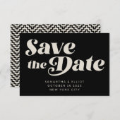 Retro Typografie Mid Mod Art | Zwart-wit Save The Date (Voorkant / Achterkant)