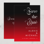 Retro typografie minimal rode zwarte ombré romanti save the date (Voorkant / Achterkant)