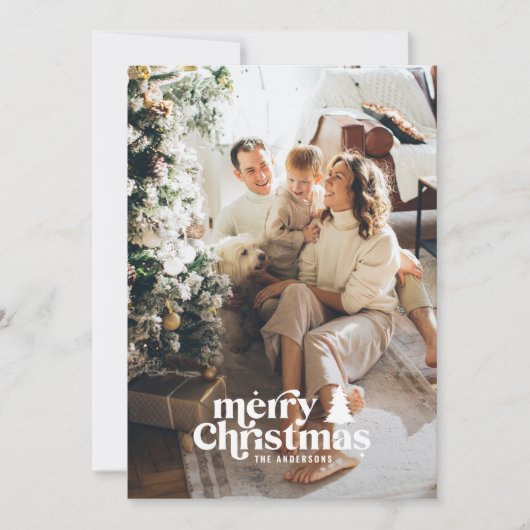 Retro typografie modern volle foto kerstkaart (Voorkant)